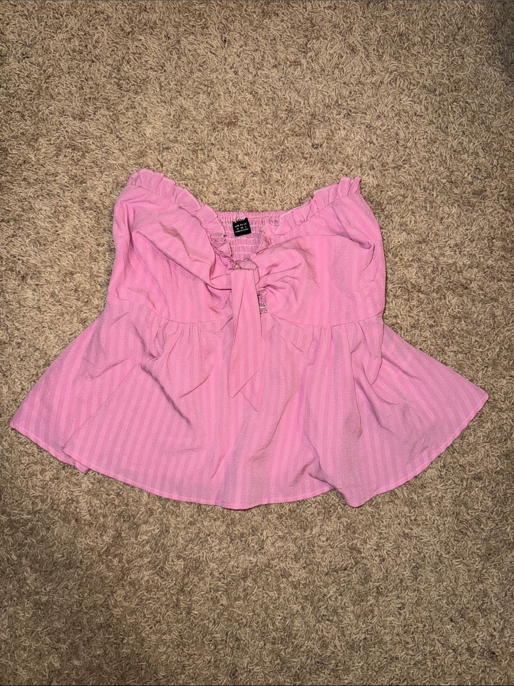 SHEIN Light Pink Strapless Tie-Front Peplum Camisole
